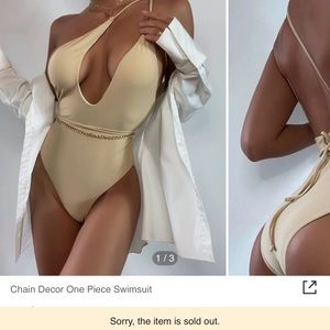 BRAND NEW Nude One Piece Swimsuit w/ Chain